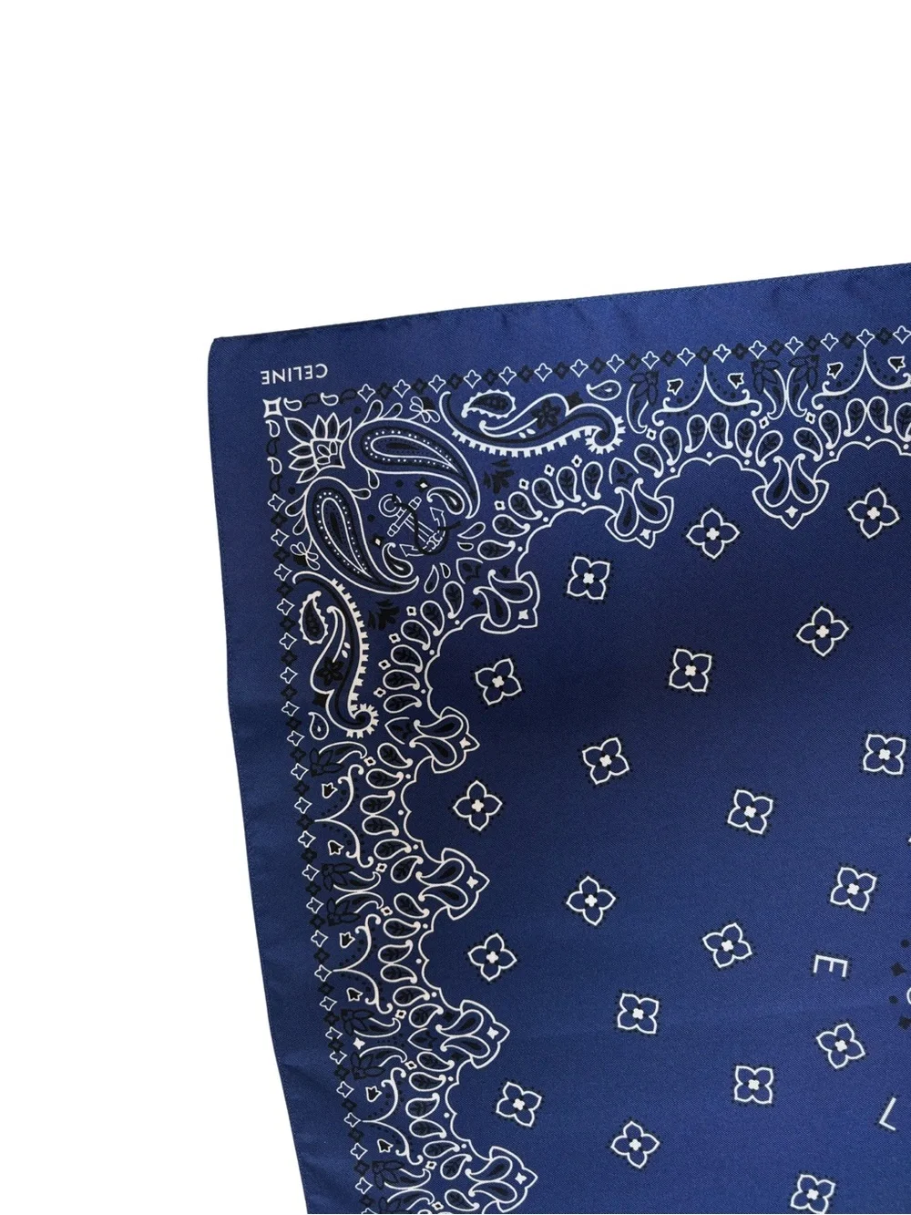 Celine Navy Bandana with White Paisley Print